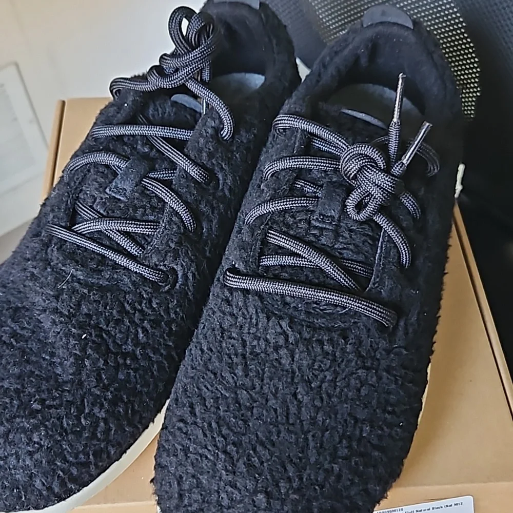 Allbirds,NIB, Mens 12,Wool Runner Fluff Natural Black